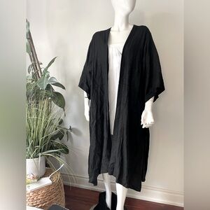 kaliyana Black Women's Kimono Jacket linen blend medium / large